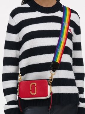 NWT Marc Jacobs Snapshot Small Camera Bag Pink Rainbow Strap